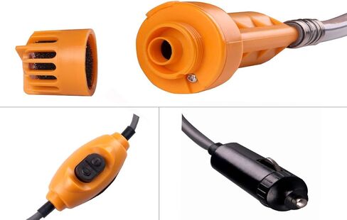 ولاعة سجائر للسيارة 12 فولت مضخة كهربائية للاستحمام للتخييم في الهواء الطلق وغسيل السيارات وتنظيف الكلاب باللون الأصفر in Kuwait