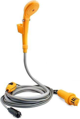 ولاعة سجائر للسيارة 12 فولت مضخة كهربائية للاستحمام للتخييم في الهواء الطلق وغسيل السيارات وتنظيف الكلاب باللون الأصفر in Kuwait