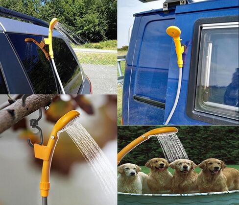 ولاعة سجائر للسيارة 12 فولت مضخة كهربائية للاستحمام للتخييم في الهواء الطلق وغسيل السيارات وتنظيف الكلاب باللون الأصفر in Kuwait