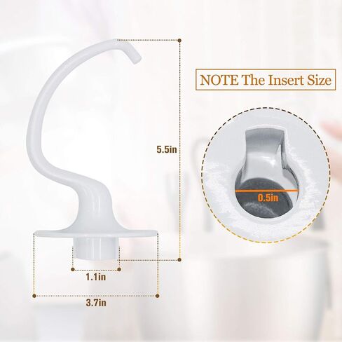 TOMOON K45DH خطاف خبز مساعد المطبخ، مرفق خطاف العجين C لوعاء 4.5-5 QT، متوافق مع خلاط حامل مساعد المطبخ K45 K45SS KSM90 KSM150 (ضمان لمدة عام) in Kuwait