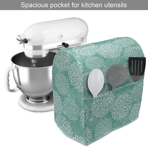 Ambesonne Floral Stand Mixer Cover, Watercolor Painting Style Chinese Flower Ornaments on White Backdrop, Kitchen Appliance Organizer Bag Cover with Pockets, 6-8 Quarts, Blue in Saudi Arabia