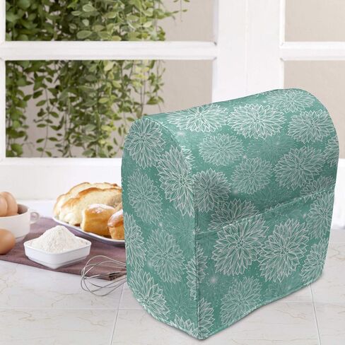 Ambesonne Floral Stand Mixer Cover, Watercolor Painting Style Chinese Flower Ornaments on White Backdrop, Kitchen Appliance Organizer Bag Cover with Pockets, 6-8 Quarts, Blue in Saudi Arabia