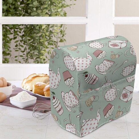 Ambesonne Floral Stand Mixer Cover, Watercolor Painting Style Chinese Flower Ornaments on White Backdrop, Kitchen Appliance Organizer Bag Cover with Pockets, 6-8 Quarts, Blue in Saudi Arabia