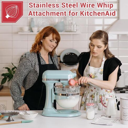K45WW مرفق سوط سلكي من الفولاذ المقاوم للصدأ لـ KitchenAid، 6 أسلاك بديلة لخفق KitchenAid 4.5-5 لتر، خلاطات حامل برأس مائل، آمنة للاستخدام في غسالة الأطباق، فضي in Saudi Arabia