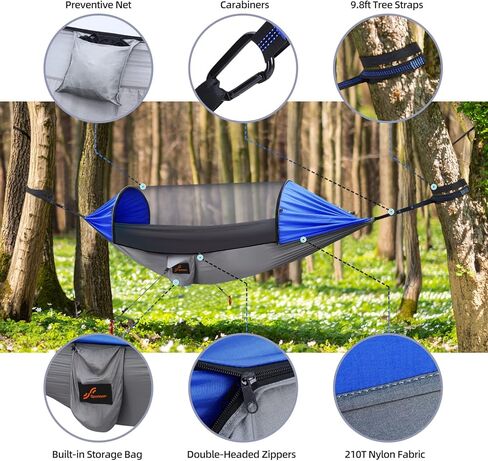 Hammock Tent, Sportneer 118" x 71" Camping Hammock Tent Portable Hammock with Mosquito Net 6 Person Large Outdoor Lightweight Travel Hammocks for Outside Backpacking Hiking Camping in Saudi Arabia