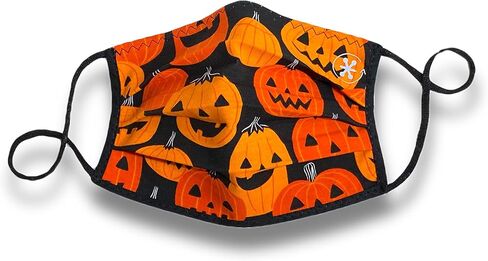 JaxMask® | Jack-O’-Lanterns 2 Layer Cloth Face Mask | Halloween Pumpkins Black/Orange | “JaxOlantern Collection" in Saudi Arabia