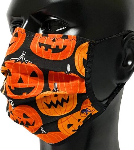 JaxMask® | Jack-O’-Lanterns 2 Layer Cloth Face Mask | Halloween Pumpkins Black/Orange | “JaxOlantern Collection" in Saudi Arabia