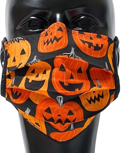 JaxMask® | Jack-O’-Lanterns 2 Layer Cloth Face Mask | Halloween Pumpkins Black/Orange | “JaxOlantern Collection" in Saudi Arabia