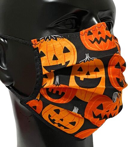 JaxMask® | Jack-O’-Lanterns 2 Layer Cloth Face Mask | Halloween Pumpkins Black/Orange | “JaxOlantern Collection" in Saudi Arabia