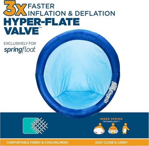 SwimWays Spring Float Premium Papasan Pool Lounger, Inflatable Pool Floats Adult with Fast Inflation for Ages 15 & Up, Sky Blue (Pack of 2) in Saudi Arabia