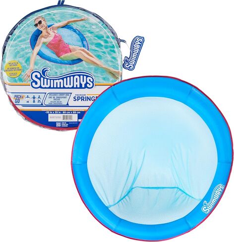 SwimWays Spring Float Premium Papasan Pool Lounger, Inflatable Pool Floats Adult with Fast Inflation for Ages 15 & Up, Sky Blue (Pack of 2) in Saudi Arabia