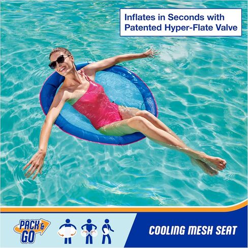 SwimWays Spring Float Premium Papasan Pool Lounger, Inflatable Pool Floats Adult with Fast Inflation for Ages 15 & Up, Sky Blue (Pack of 2) in Saudi Arabia
