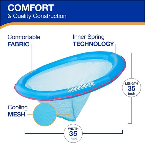 SwimWays Spring Float Premium Papasan Pool Lounger, Inflatable Pool Floats Adult with Fast Inflation for Ages 15 & Up, Sky Blue (Pack of 2) in Saudi Arabia