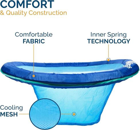 SwimWays Spring Float Premium Papasan Pool Lounger, Inflatable Pool Floats Adult with Fast Inflation for Ages 15 & Up, Sky Blue (Pack of 2) in Saudi Arabia