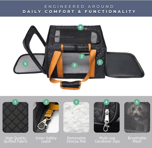 Pet Carrier Airline Approved with Wheels - Dog Carrier with Wheels, Rolling Cat Carrier with Retractable Handle & Removable Wheels, TSA Approved Dog Carrier, Pet Carrier on Wheels Under 20 lbs (Cream) in Saudi Arabia