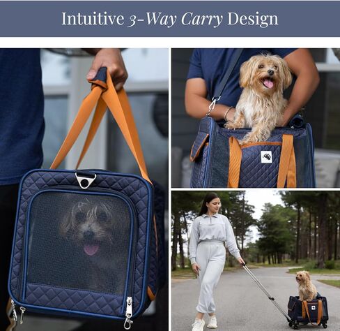 Pet Carrier Airline Approved with Wheels - Dog Carrier with Wheels, Rolling Cat Carrier with Retractable Handle & Removable Wheels, TSA Approved Dog Carrier, Pet Carrier on Wheels Under 20 lbs (Cream) in Saudi Arabia