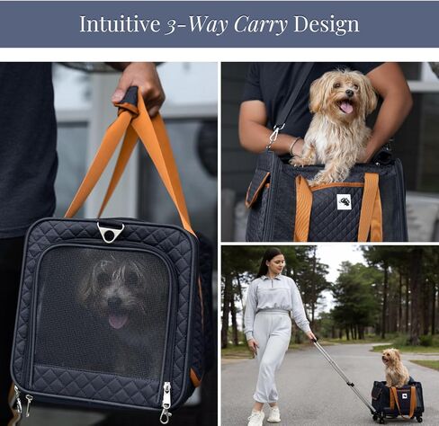 Pet Carrier Airline Approved with Wheels - Dog Carrier with Wheels, Rolling Cat Carrier with Retractable Handle & Removable Wheels, TSA Approved Dog Carrier, Pet Carrier on Wheels Under 20 lbs (Cream) in Saudi Arabia