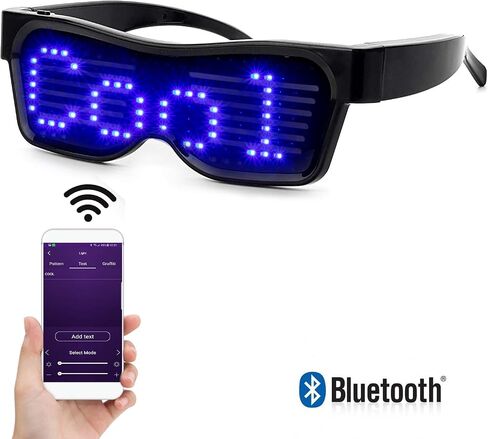 Leadleds Customizable Bluetooth LED Glasses for Raves, Festivals, Fun, Parties, Sports, Costumes, EDM, Flashing in Kuwait