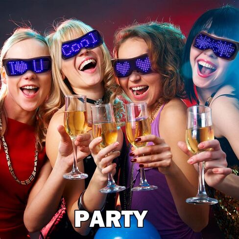 Leadleds Customizable Bluetooth LED Glasses for Raves, Festivals, Fun, Parties, Sports, Costumes, EDM, Flashing in Kuwait