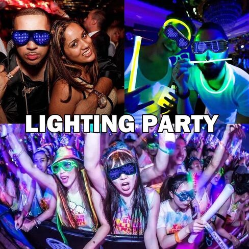 Leadleds Customizable Bluetooth LED Glasses for Raves, Festivals, Fun, Parties, Sports, Costumes, EDM, Flashing in Kuwait