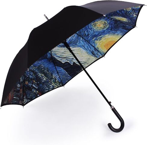 Van Gogh Long Stick Umbrella for rain Strong Windproof Waterproof Large Umbrellas Automatic Open Double Canopy Layer Star Night in Saudi Arabia