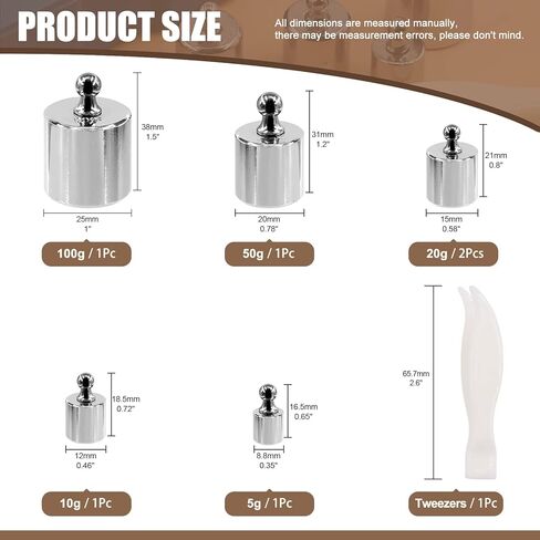 16Pcs 10 Sizes 10g 20g 50g 100g 200g Precision Steel Scale Calibration Weight Kit Test Weights Kits with Tweezers and Chip Calibration Weights for Digital Balance Scale Laboratory in Kuwait
