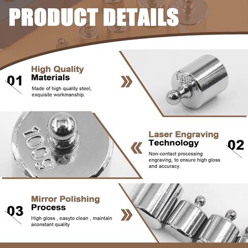 16Pcs 10 Sizes 10g 20g 50g 100g 200g Precision Steel Scale Calibration Weight Kit Test Weights Kits with Tweezers and Chip Calibration Weights for Digital Balance Scale Laboratory in Kuwait