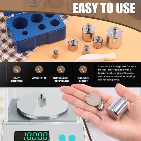 16Pcs 10 Sizes 10g 20g 50g 100g 200g Precision Steel Scale Calibration Weight Kit Test Weights Kits with Tweezers and Chip Calibration Weights for Digital Balance Scale Laboratory in Kuwait
