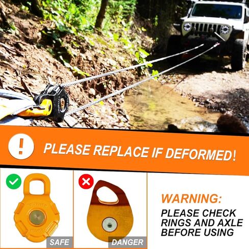 WOLFSTORM Snatch Block - 77000 رطل أقصى قوة للكسر، 33000 رطل حمل العمل - بكرة ونش لحبل / كابل اصطناعي مقاس 3/8 بوصة، سعة ونش مزدوجة / ثلاثية - أفضل ملحقات التعافي على الطرق الوعرة (أسود) in Kuwait