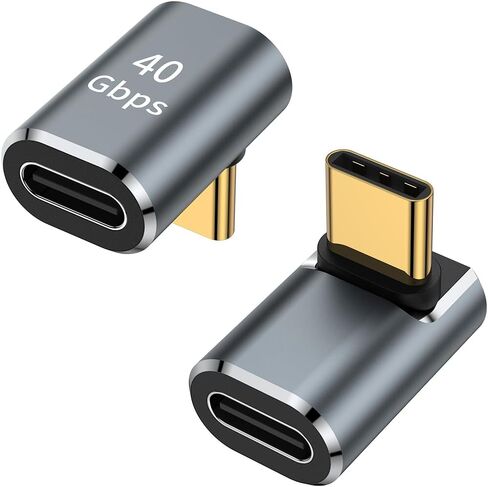 AuviPal USB C 90 Degree Adapter (2 Pack), USB C Male to Female L Shape Right Angle Connector for Steam Deck, ROG Ally, MacBook, Tablet, Phone and More - Black in Saudi Arabia