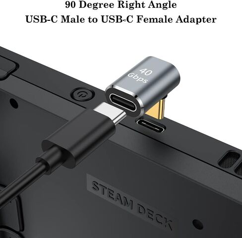 AuviPal USB C 90 Degree Adapter (2 Pack), USB C Male to Female L Shape Right Angle Connector for Steam Deck, ROG Ally, MacBook, Tablet, Phone and More - Black in Saudi Arabia