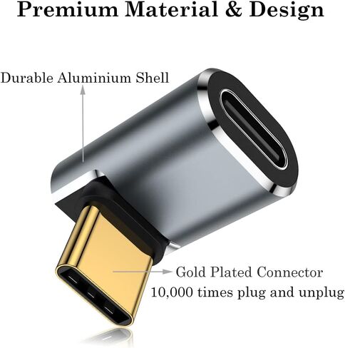 AuviPal USB C 90 Degree Adapter (2 Pack), USB C Male to Female L Shape Right Angle Connector for Steam Deck, ROG Ally, MacBook, Tablet, Phone and More - Black in Saudi Arabia