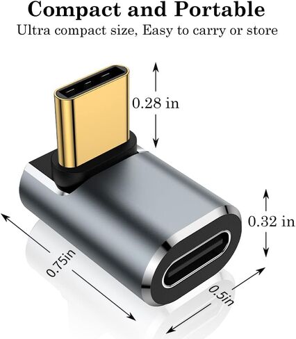 AuviPal USB C 90 Degree Adapter (2 Pack), USB C Male to Female L Shape Right Angle Connector for Steam Deck, ROG Ally, MacBook, Tablet, Phone and More - Black in Saudi Arabia