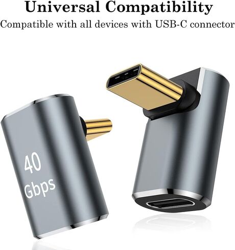 AuviPal USB C 90 Degree Adapter (2 Pack), USB C Male to Female L Shape Right Angle Connector for Steam Deck, ROG Ally, MacBook, Tablet, Phone and More - Black in Saudi Arabia