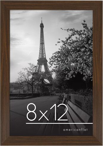 إطار صورة Americanflat مقاس 8x12 مصنوع من خشب الجوز - إطار صور خشبي مصمم مع زجاج مقاوم للكسر، وأجهزة تعليق، وحامل لعرض الحائط والطاولة in Saudi Arabia
