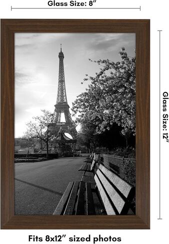 إطار صورة Americanflat مقاس 8x12 مصنوع من خشب الجوز - إطار صور خشبي مصمم مع زجاج مقاوم للكسر، وأجهزة تعليق، وحامل لعرض الحائط والطاولة in Saudi Arabia