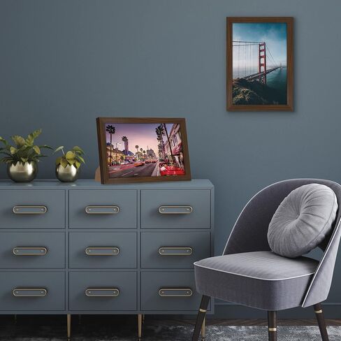 إطار صورة Americanflat مقاس 8x12 مصنوع من خشب الجوز - إطار صور خشبي مصمم مع زجاج مقاوم للكسر، وأجهزة تعليق، وحامل لعرض الحائط والطاولة in Saudi Arabia
