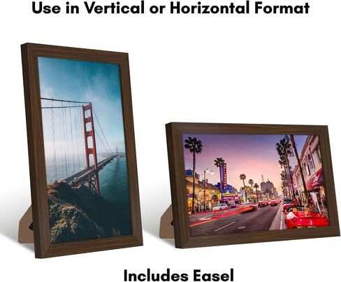 إطار صورة Americanflat مقاس 8x12 مصنوع من خشب الجوز - إطار صور خشبي مصمم مع زجاج مقاوم للكسر، وأجهزة تعليق، وحامل لعرض الحائط والطاولة in Saudi Arabia