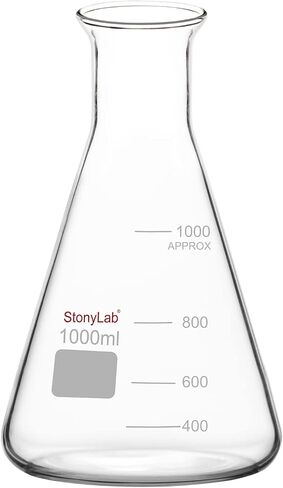 stonylab Glass Wide Mouth Erlenmeyer Flask, 2000 ml Borosilicate Glass Erlenmeyer Flask with Heavy Duty Rim, 1 Pack in Saudi Arabia
