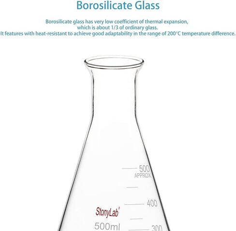 stonylab Glass Wide Mouth Erlenmeyer Flask, 2000 ml Borosilicate Glass Erlenmeyer Flask with Heavy Duty Rim, 1 Pack in Saudi Arabia