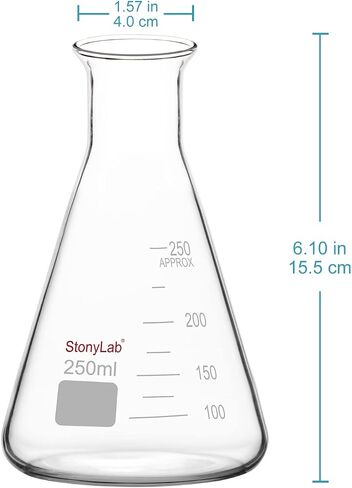 stonylab Glass Wide Mouth Erlenmeyer Flask, 2000 ml Borosilicate Glass Erlenmeyer Flask with Heavy Duty Rim, 1 Pack in Saudi Arabia