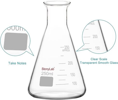 stonylab Glass Wide Mouth Erlenmeyer Flask, 2000 ml Borosilicate Glass Erlenmeyer Flask with Heavy Duty Rim, 1 Pack in Saudi Arabia