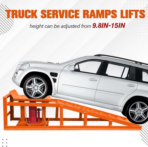 سلالم خدمة شاحنات السيارات، سلالم السيارات المحمولة لتغيير الزيت، 2 حزمة 12000 رطل (5 طن) رافعات السيارة للمرآب المنزلي، إصلاح مرآب السيارات للسيارات. ضبط ارتفاع الرفع 9.8 بوصة - 15 بوصة (أسود) in Saudi Arabia