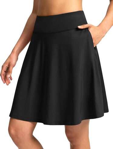 SANTINY 20 بوصة طول الركبة Skorts للمرأة 4 جيوب عالية الخصر المرأة التنس جولف التنانير تنورة رياضية طويلة مع السراويل القصيرة in Kuwait