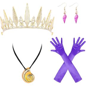 Kavoc 4Pcs Halloween Sea Witch Costume Accessories Including Crown Headband Purple Gloves Mermaid Accessories for Women Halloween Dress Up Party Outfit Supplies in Saudi Arabia