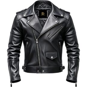Mens Premium Black Real Leather Biker Jacket Asymmetrical Zipper Silver Hardware Stylish Durable Outerwear in Saudi Arabia