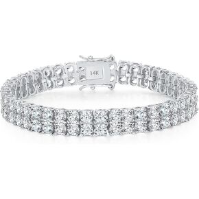 Women's Moissanite bracelet, double row tennis diamond bracelet, 24K white gold Moissanite bracelet in Saudi Arabia