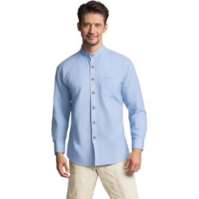 Jandukar Banded Collar Dress Shirts for Men Long Sleeve Oxford Button Down Mandarin Collar Shirt in Saudi Arabia