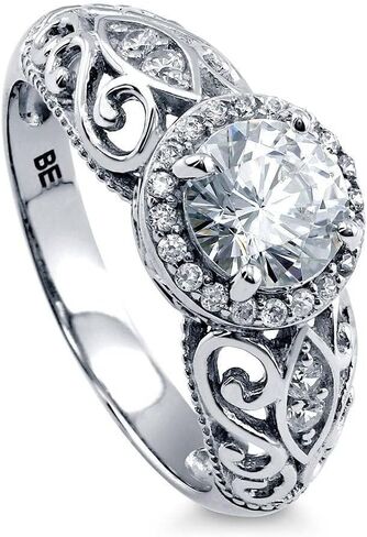 BERRICLE Sterling Silver CZ Solitaire Wedding Engagement Promise Rings for Her, Round Cubic Zirconia Ring for Women in Saudi Arabia