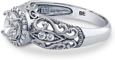 BERRICLE Sterling Silver CZ Solitaire Wedding Engagement Promise Rings for Her, Round Cubic Zirconia Ring for Women in Saudi Arabia
